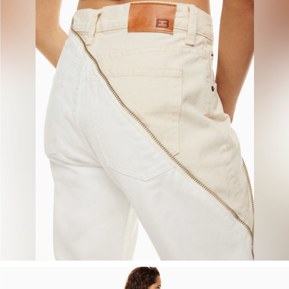 EB Denim Cream and White Jeans w/ Zipper detail - NWT Size 32 - Picture 2 of 10